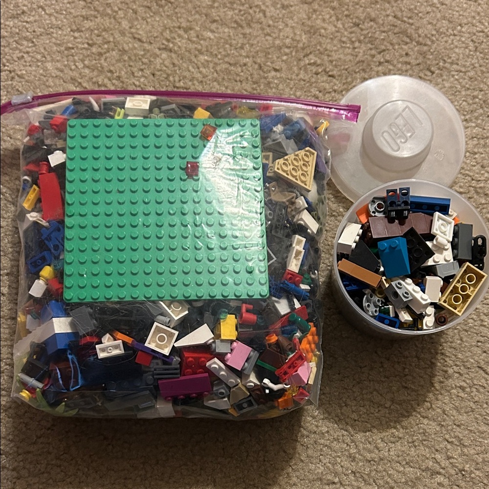 Lego Colorful Brick Set with Green Baseplate